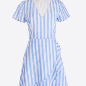 J. Crew Factory Sky Blue and White Midi Dress